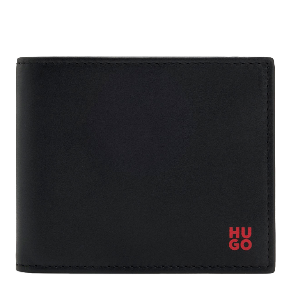 Hugo Boss Eyewear Cartera de piel con logo apilado rojo