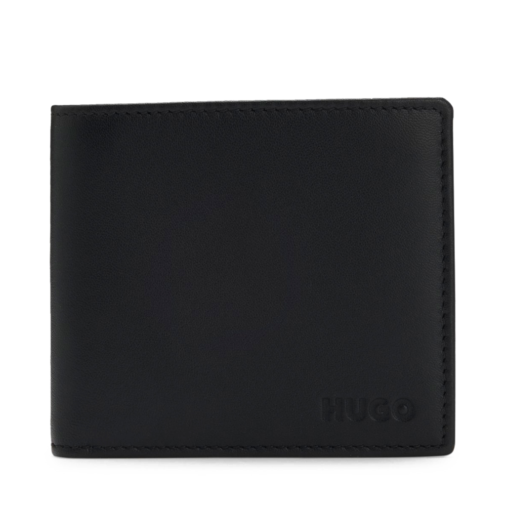 Hugo Boss Eyewear Men's Silver Wallets And Purses For Folding Wallet In Grained Leather With Embossed Logo