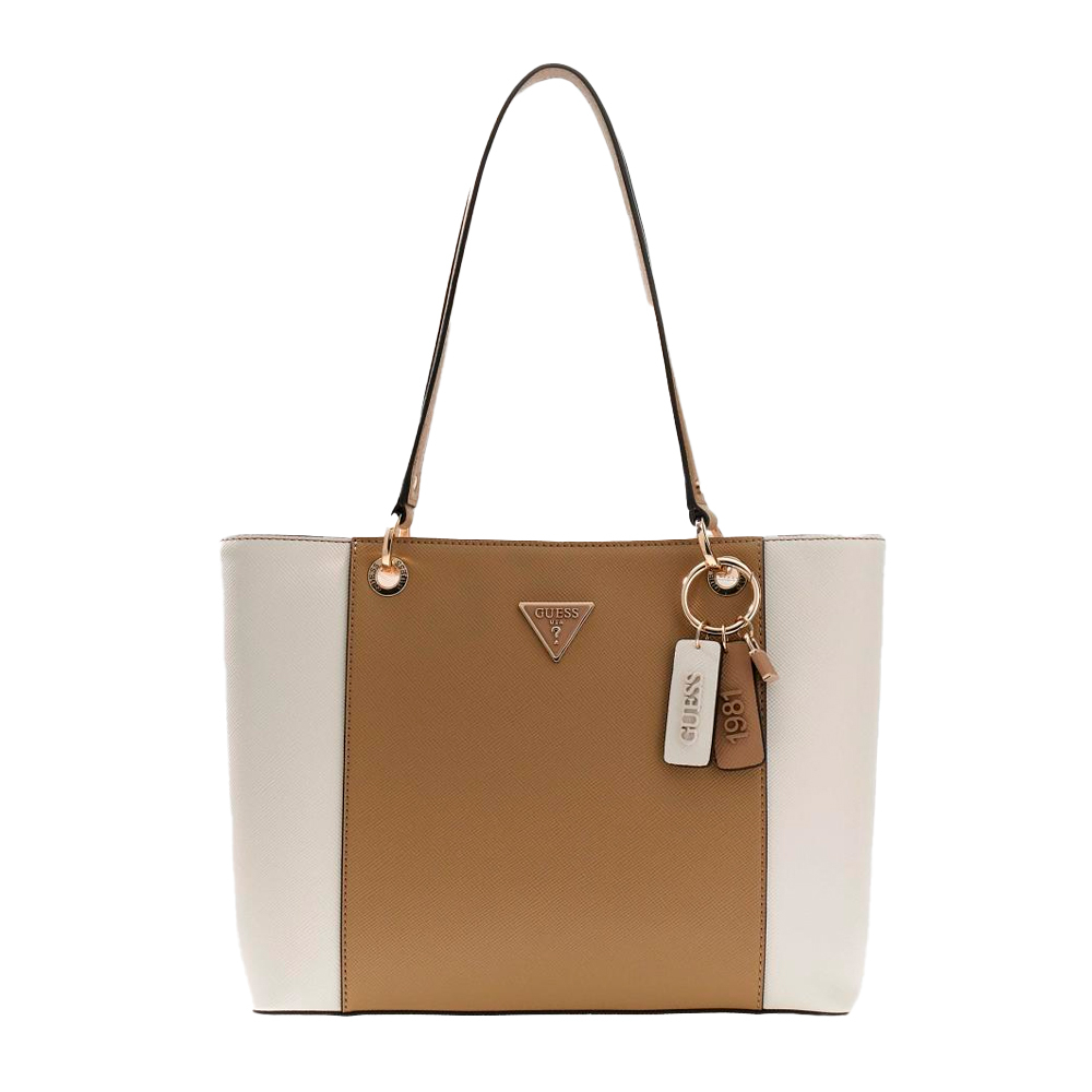 Guess Women's Gold Bags, Toiletry Bags And Suitcases For Noelle Saffiano Shopper Bag