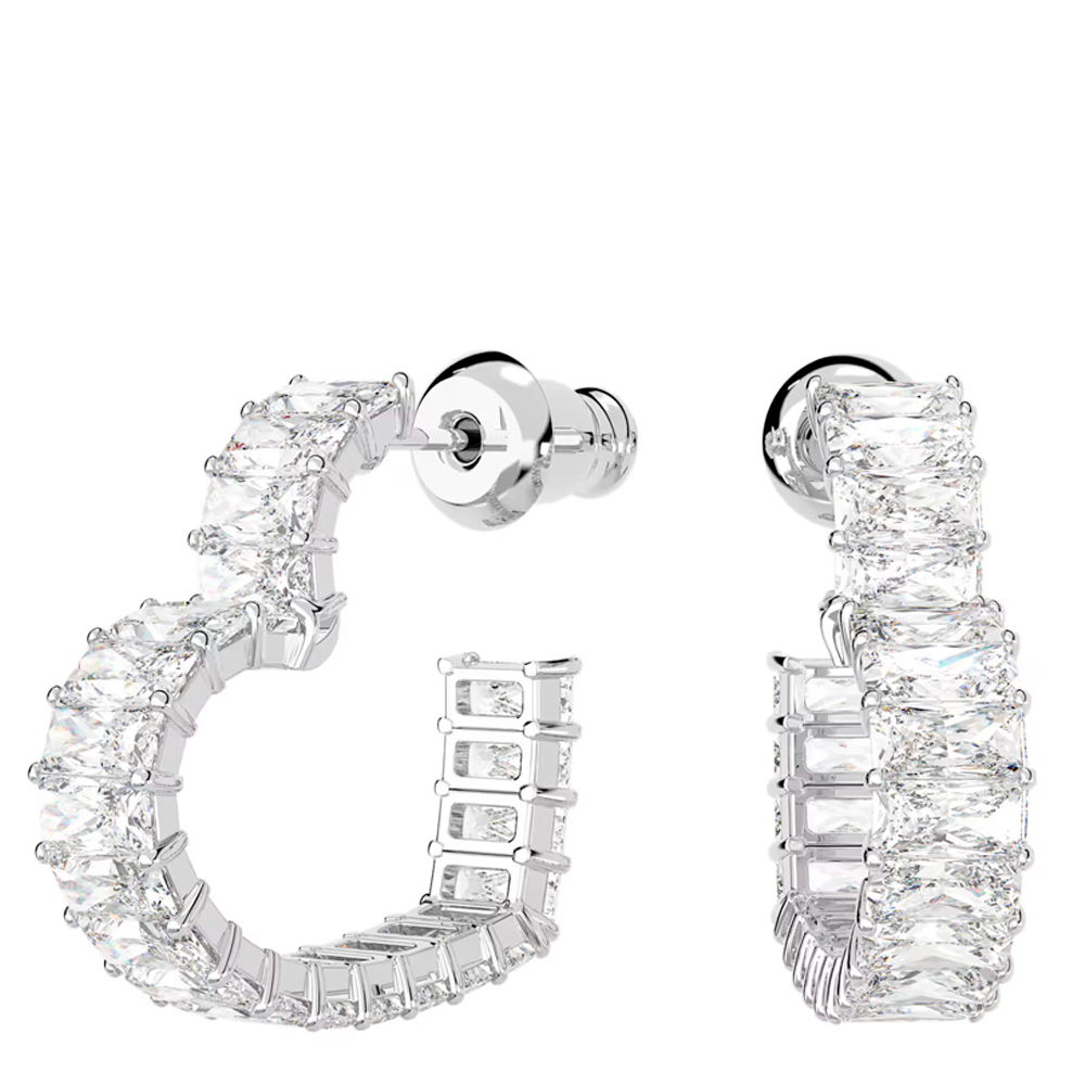 Swarovski Matrix Kreolen, Baguette-Schliff, Herz, , Rhodiniert Weiß  - Image 4