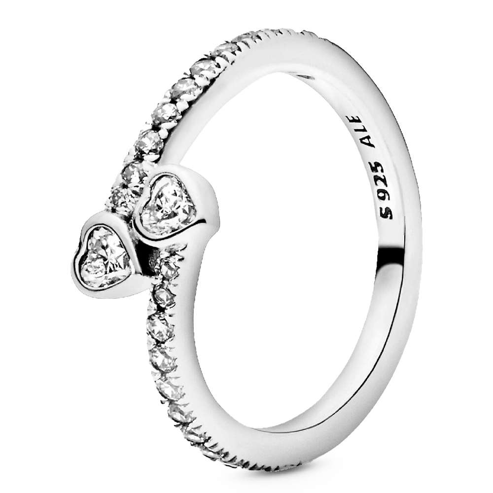 Pandora Anillo Dos Corazones Brillantes 191023CZ – imagen 2