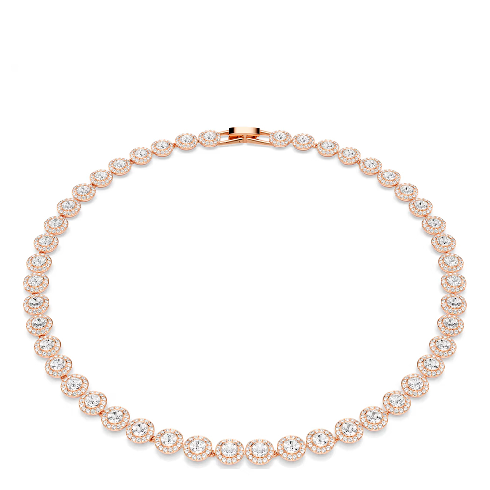Una Angelic necklace, Round cut, Medium, White, 18K rose gold finish