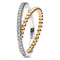 Bague &agrave; double anneau crois&eacute; avec perles et pav&eacute; 164827C01