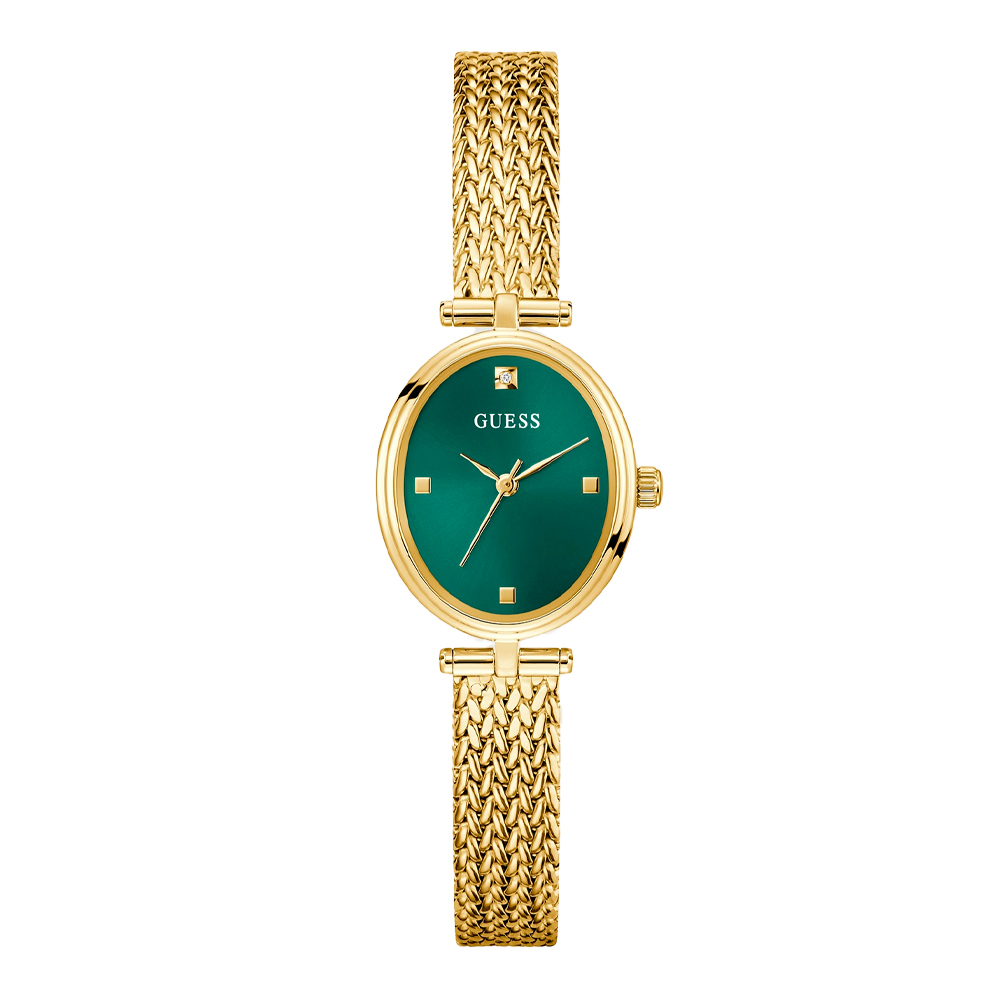 Womens GUESS Ruby Gold-Tone Green Sunray Dial Watch - GW0935L2