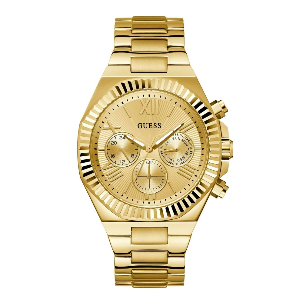 Guess Reloj multifunción de acero inoxidable de 44 mm