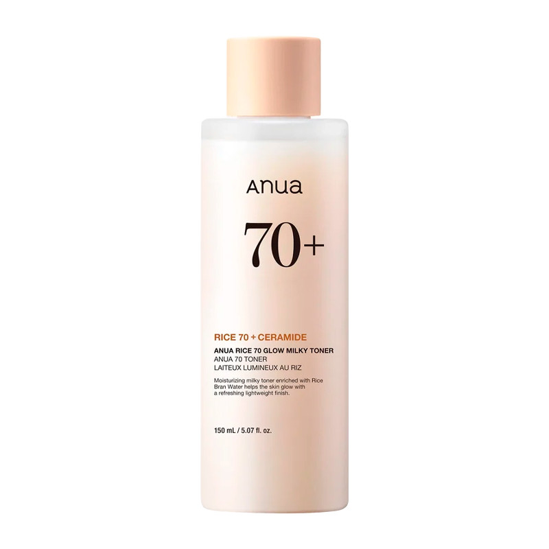 Anua Women's Light Face Skin Care Rice 70 Glow Milky Toner Moisturizing And Brightening Facial Toner