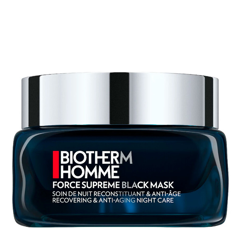 biotherm homme creme anti-invecchiamento per gli uomini force supreme black mask - maschera notturna antietà, blu, male