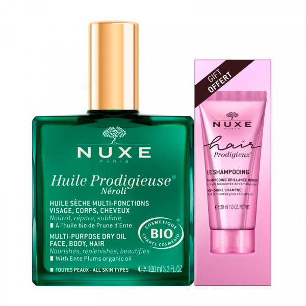 Aceite seco Huile Prodigieuse Néroli + Mini Champú Brillo Sublime, Hair Prodigieux