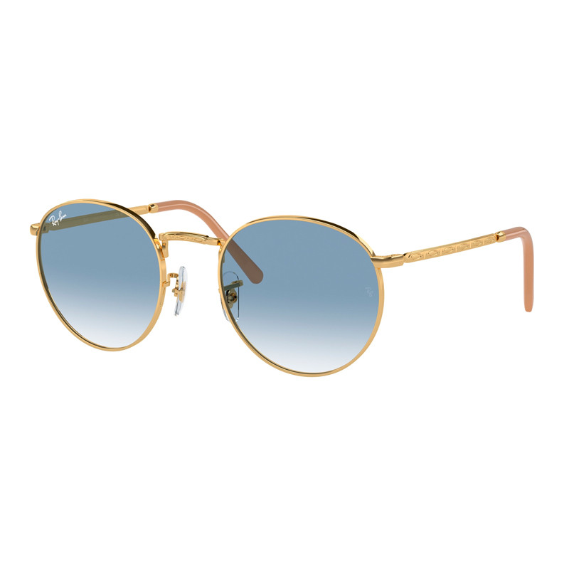 Ray-Ban Sunglasses Unisex New Round - Arista Gold Frame Blue Lenses 50-21