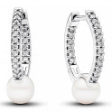 Freshwater Cultured Pearl and Pavé Hoop Earrings 293171C01