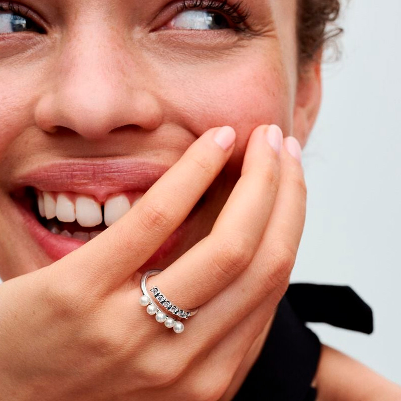 Pandora Anillo Abierto Perlas Cultivadas de Agua Dulce y Pavé 193145C01 – imagen 2