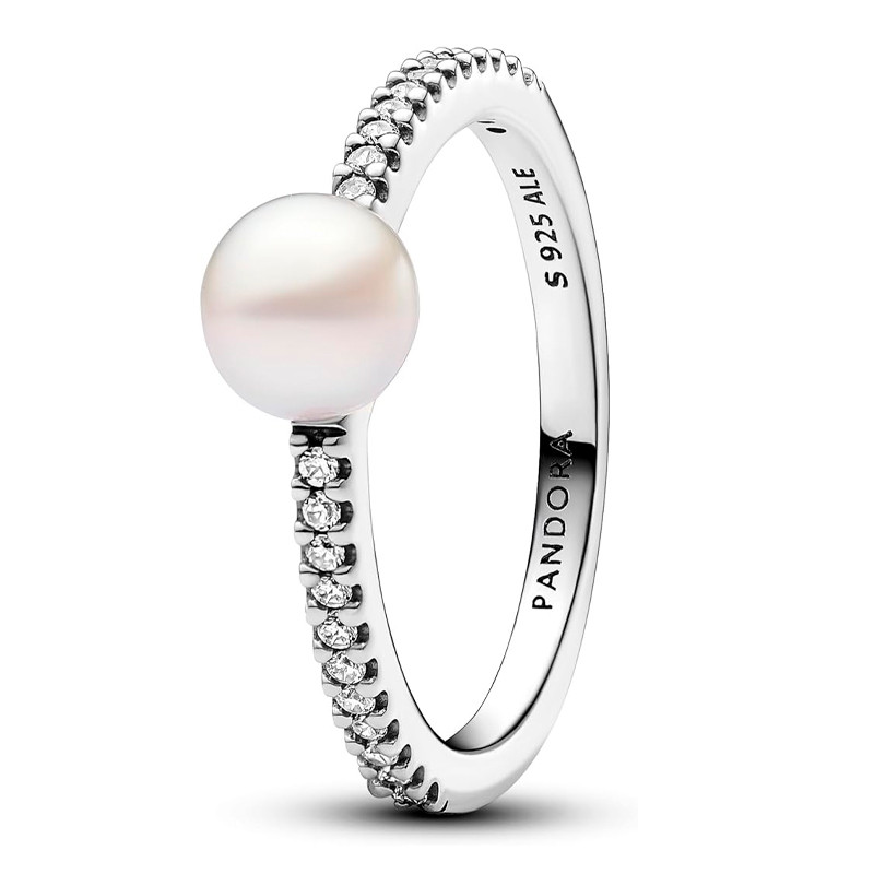Pandora Anillo Perla Cultivada de Agua Dulce y Pavé 193158C01 – imagen 2
