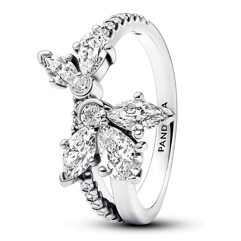Pandora Silver Rings Asymmetrical Bright Herbarium Ring 193023C01