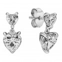 Boucles d'oreilles à tige double cœur brillant 291199C01