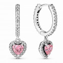 Boucles d'oreilles créoles coeur halo brillant 291445C01