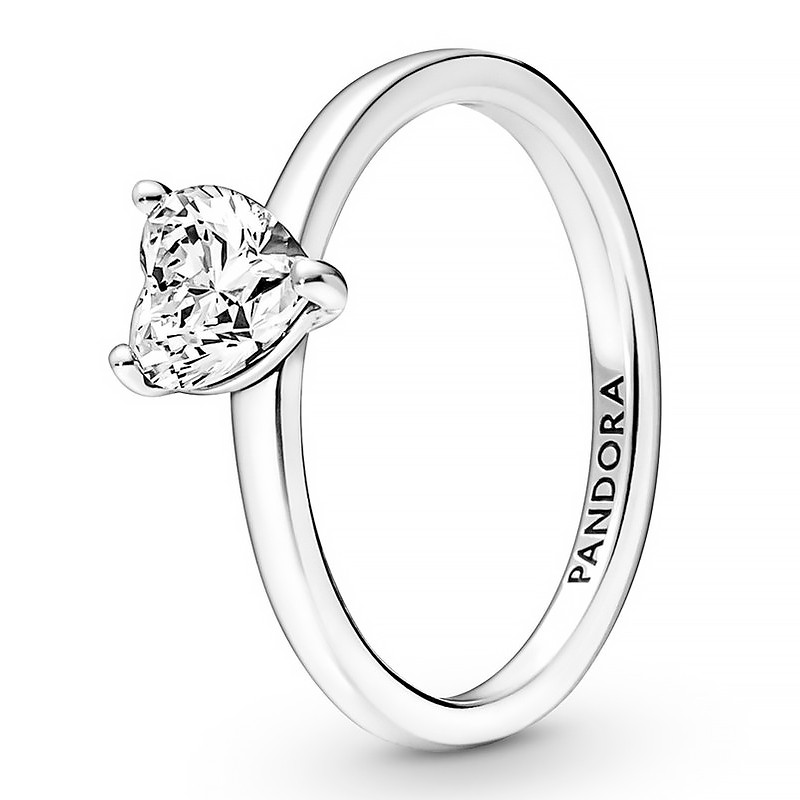Pandora Anillo Solitario Corazón Brillante 191165C01