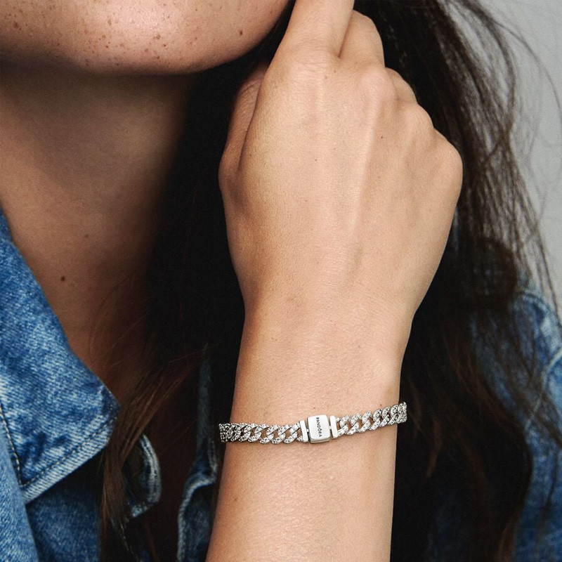 Pandora Pulsera de Cadena Pavé Cuban de Timeless 593008C01 – imagen 2