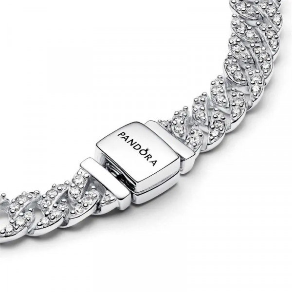 Bracelet chaîne cubaine pavé intemporel 593008C01