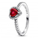 Bague Coeur Nivelée Rouge Vif 198421C02