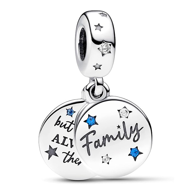 Pandora Silver/Blue Charms Double Family Love Pendant Charm 792987C01