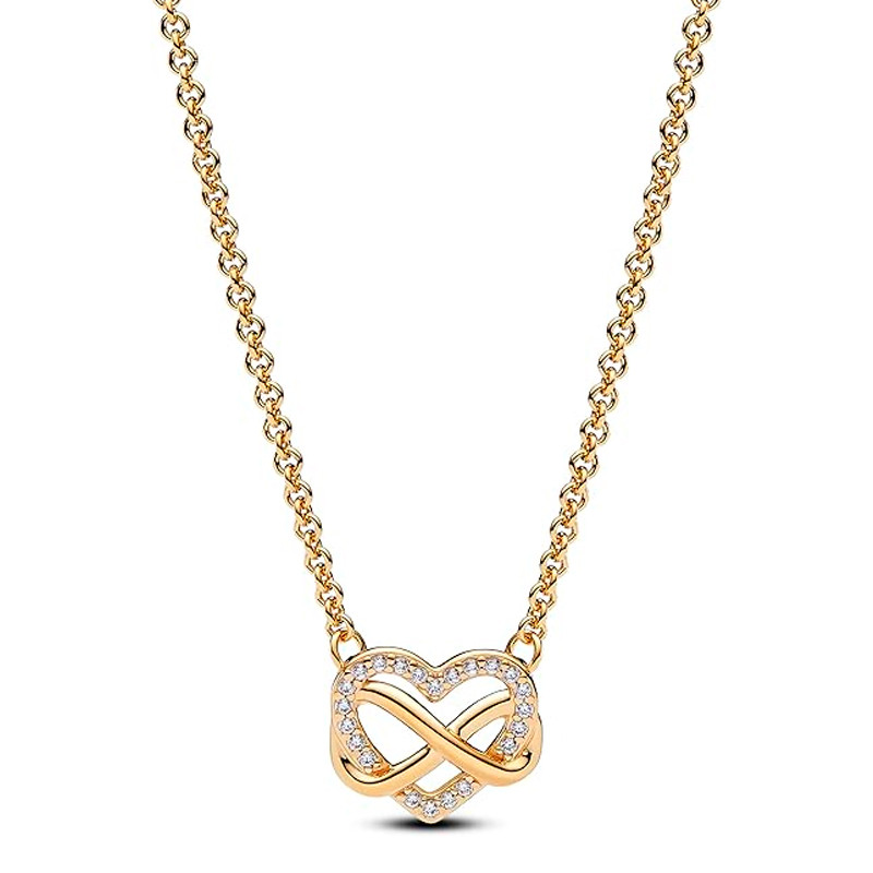 Pandora Gold Necklaces Shiny Infinity Heart Necklace 362666C01
