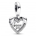 Double Heart and Dog Pendant Charm 792647C01