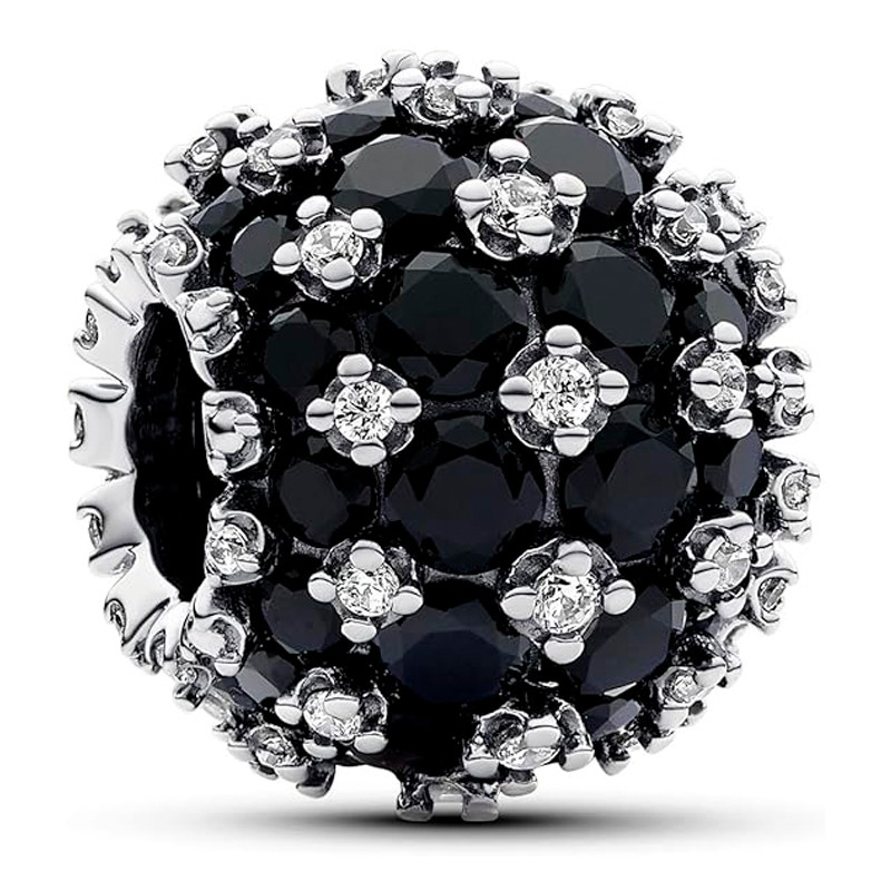 Pandora Charms Ciondolo tondo lucido in pavé nero 792630C04