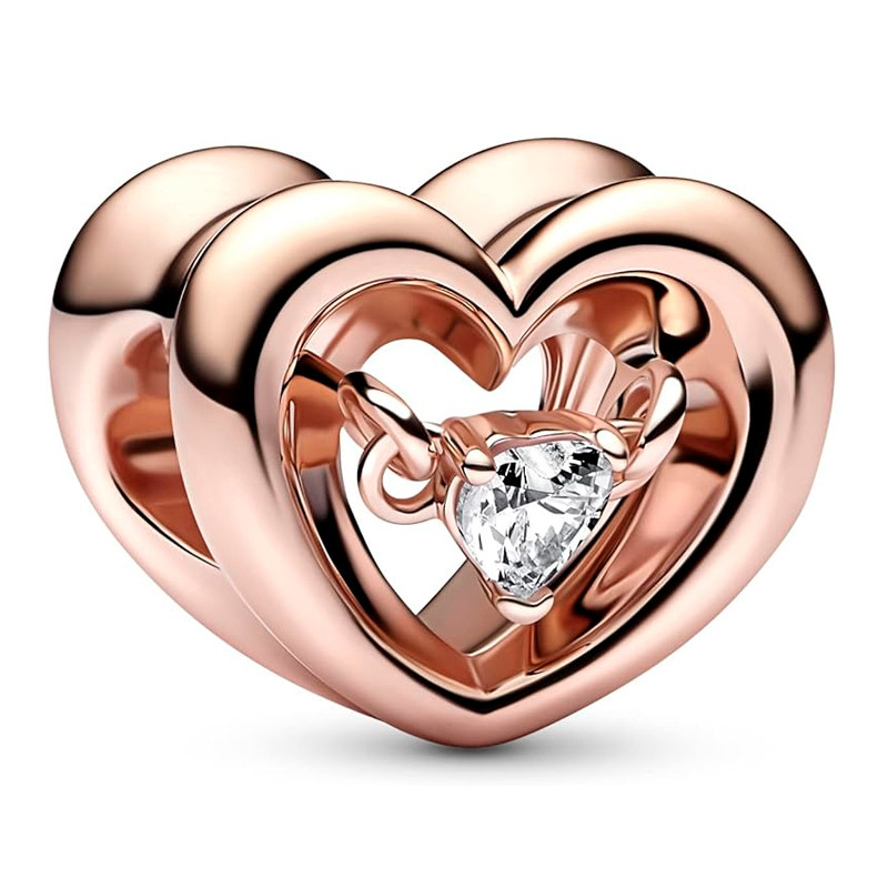 Pandora Charms Ciondolo con cuore radioso e gemma fluttuante 782493C01