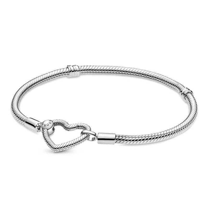 Pandora Bracciali Bracciale Pandora Moments a catena serpente con fibbia a cuore 599539C00
