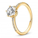 Transparante glanzende kroon-solitaire-ring 168289C01