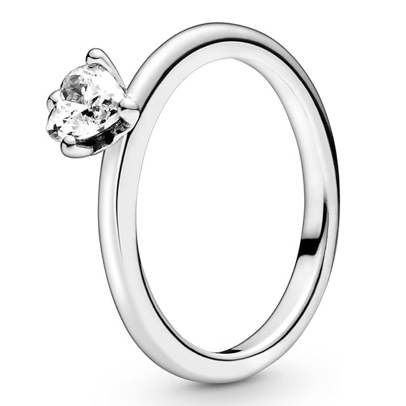 Pandora Silver Rings Transparent Heart Solitaire Ring 198691C01