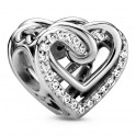 Charm en plata de ley Corazones Brillantes Entrelazados 799270C01