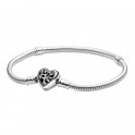 Snake Chain Bracelet with Family Heart Clasp 598827C01