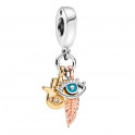 Charm Colgante Espiritualidad Mano de Hamsa, Ojo que Todo lo Ve y Pluma 768785C01