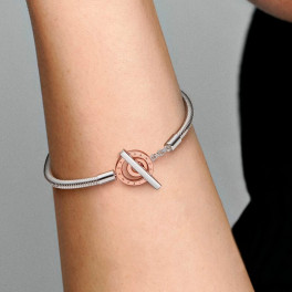 Bracelet Torque Ouvert Tressé Bicolore Cuivre Et Argenté - Bijou Fantaisie Femme Sans Fermoir - Occasion