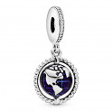 Rotating Globe Sterling Silver Pendant Charm 798021CZ