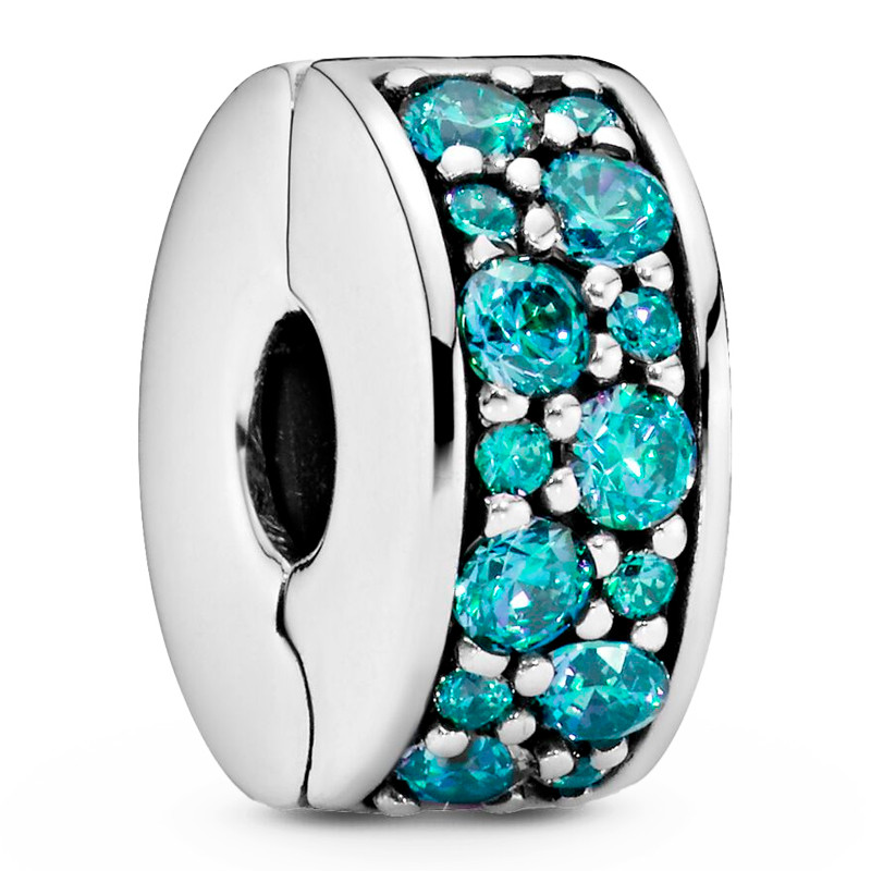 Pandora Charms Ciondolo con clip in pavé verde acqua 791817MCZ