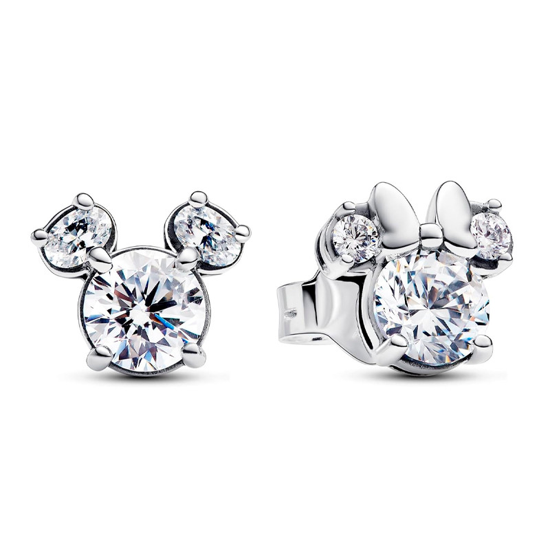 Pandora Pendientes de Botón Mickey y Minnie Mouse Brillantes de Disney 293219C01