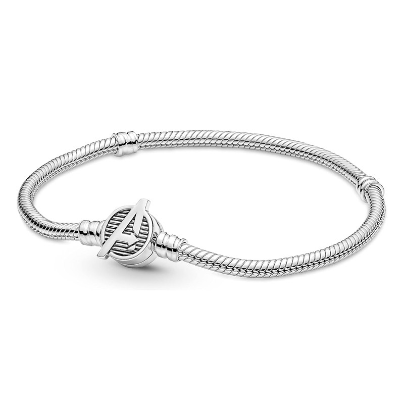 Pandora Silver Bracelets Moments Bracelet Snake Chain Marvel Avengers Logo Clasp 590784C00