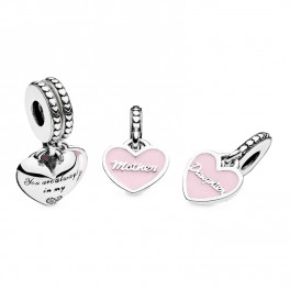 Mother and Daughter Hearts pendant charm 792072EN40 Sabina