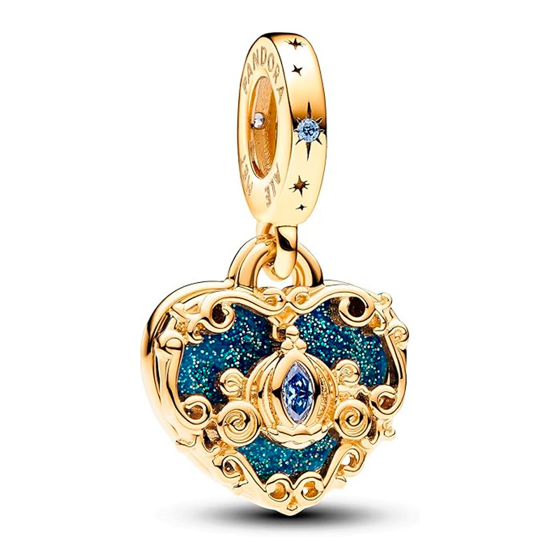 Pandora Blue Charms Disney Cinderella Double Carriage And Heart Pendant Charm 763072C01