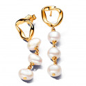 Boucles d'oreilles pendantes forme cercle bio et perles de culture d'eau douce baroques 263263C01