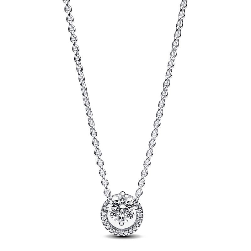 Pandora Silver Necklaces Round Halo Necklace Sparkling 391174C01