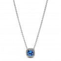 Square Blue Halo Pendant Necklace Sparkling 393560C01