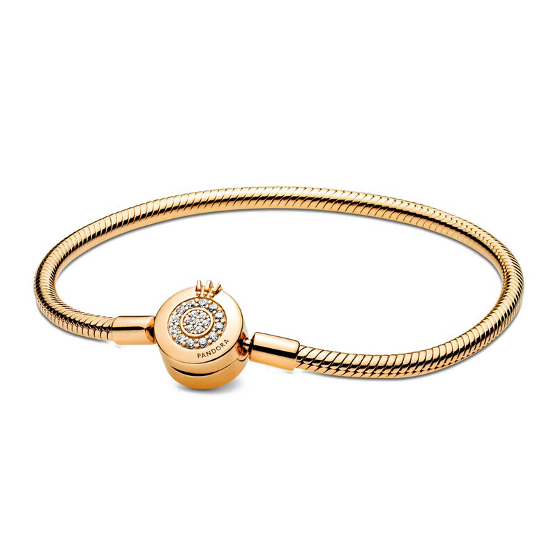Pandora Gold Bracelets Shiny Crowned Snake Chain Bracelet 569046C01