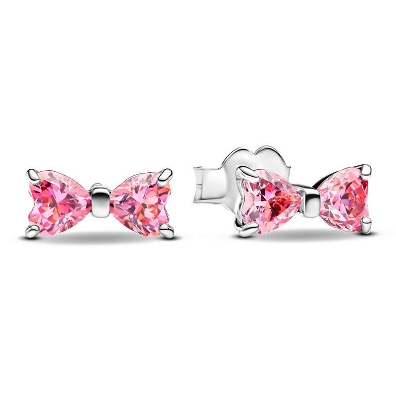 Pandora Orecchini Pink Shiny Bow Button Earrings 293505C01