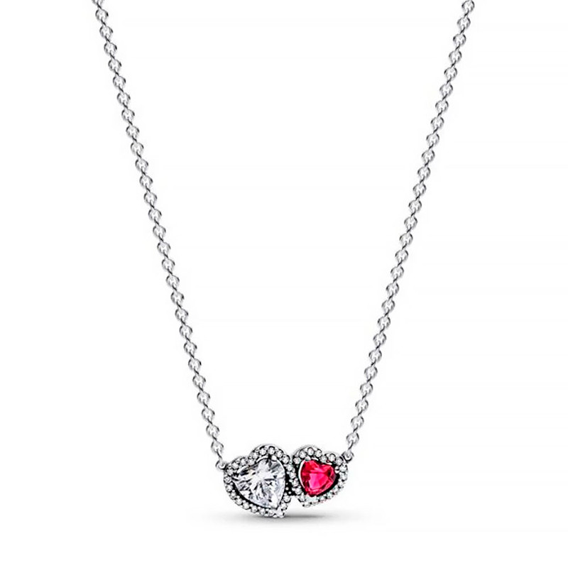 Pandora Red/Silver Necklaces Sparkling Heart Necklace 393632C01