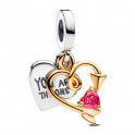 Charm Colgante Doble Corazón Grabable y Flecha 763622C01