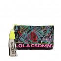 BOLSA DE MAQUIAGEM DE NYLON COM ESTAMPA FLORAL E DETALHES FLUORESCENTES