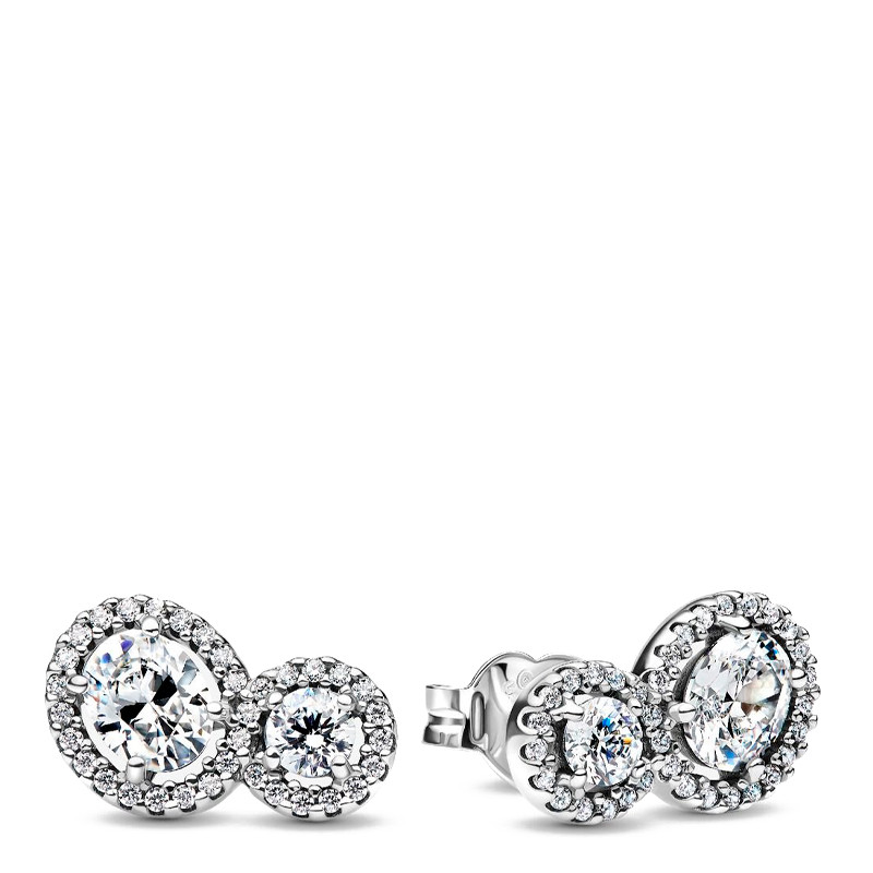 Pandora Silver Earrings Halo And Hug Stud Earrings 293774C01